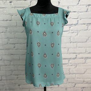 Teal Loft Patterned Tank Blouse